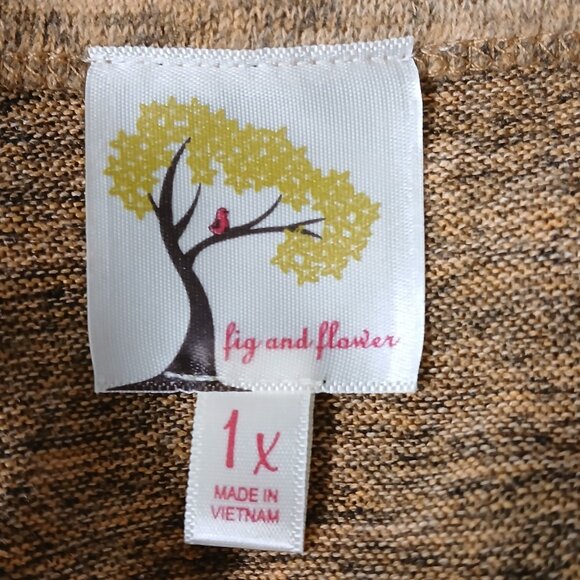 Fig & Flower Anthropologie Sweater 1X Cardigan Embroidered Flared 3/4 Sleeve - Picture 8 of 10